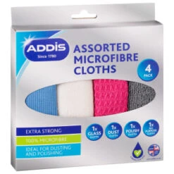 Addis Assorted Microfibre Cloths 4pk