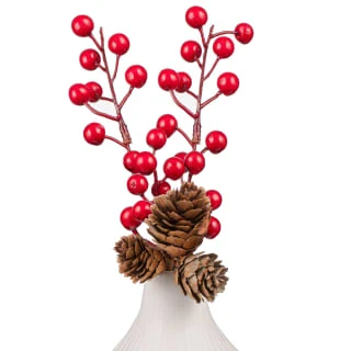 B&M White Vase With Berries - Image 2