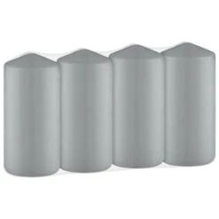 Grey Pillar Candles 4pk