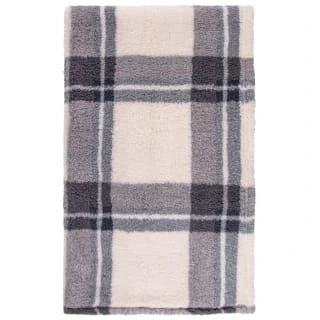 Simply Everyday Check Sherpa Throw - Grey - Image 4