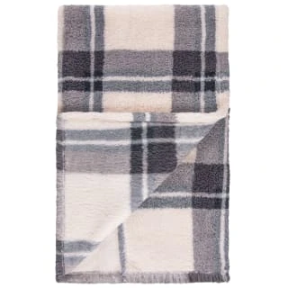 Simply Everyday Check Sherpa Throw - Grey - Image 2