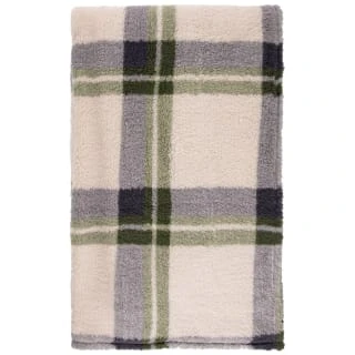 Simply Everyday Check Sherpa Throw - Green - Image 4