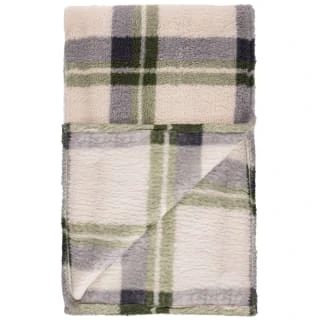 Simply Everyday Check Sherpa Throw - Green - Image 2