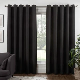 B&M Colorado Hopsack Fully Lined Black Eyelet Curtains 90 X 90"
