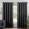 B&M Colorado Hopsack Fully Lined Charcoal Eyelet Curtains 66 X 90"