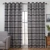 B&M Oakland Traditional Woven Grey Check Curtains 46 X 72"