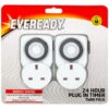 Eveready 24hr Plug-In Timer Sockets 2pk