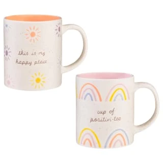 B&M Slogan Printed Mug - Cup Of Positivi-Tea - Image 2