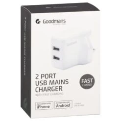 Goodmans 2 Port USB Fast Charger - White