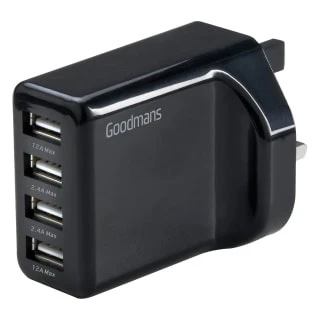 Goodmans 4 Port USB Fast Charger - Black - Image 2