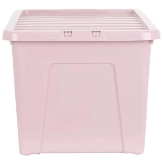 B&M Storage Box With Lid 60L - Dusty Pink - Image 4