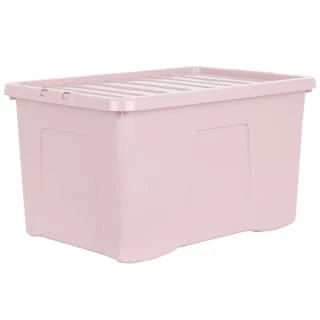 B&M Storage Box With Lid 60L - Dusty Pink