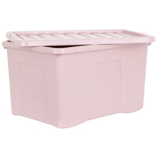 B&M Storage Box With Lid 60L - Dusty Pink - Image 2
