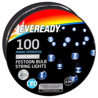 Eveready Mains Powered LED Festoon Bulb String Lights 100pk - Cool White - Image 4