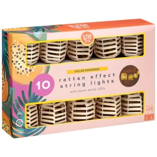 B&M 10 Solar Rattan Effect String Lights - Image 3