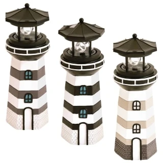 B&M Lighthouse Ornament With Rotating Solar Light - Grey - Image 3