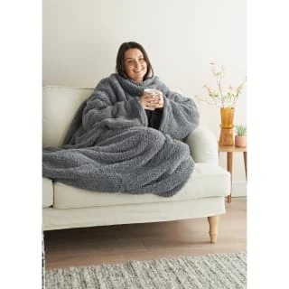 Home Essentials Teddy TV Blanket - Charcoal - Image 5
