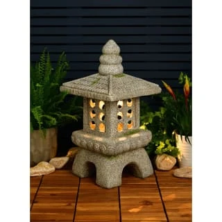 B&M Rustic Pagoda Ornament With Solar LED - Image 2