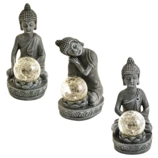 B&M Assorted Sitting Solar Buddha Garden Ornament