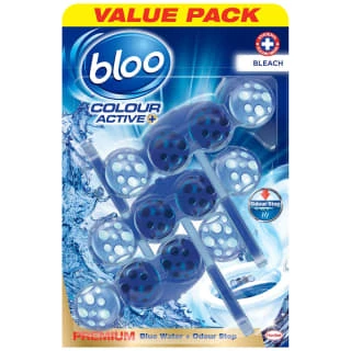 Bloo Colour Active Toilet Rim Block 3pk - Bleach