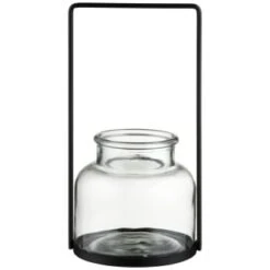 B&M Glass Lantern With Black Frame