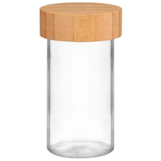 B&M Set Of 4 Glass Spice Jars With Bamboo Wood Base - Image 3