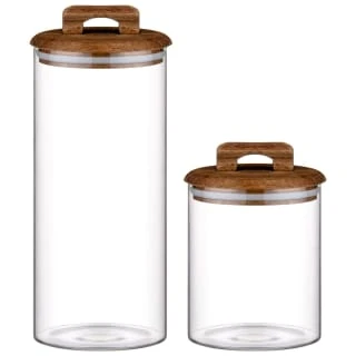 B&M Large Glass Jar With Acacia Wood Lid - Image 4
