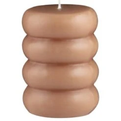 B&M Ribbed Pillar Candle - Brown