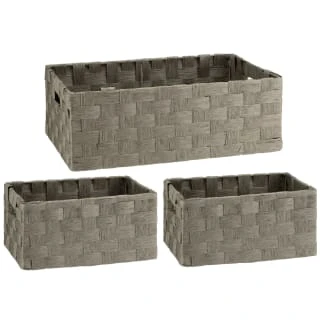 B&M Caen Set Of 3 Paper Rope Baskets - Grey