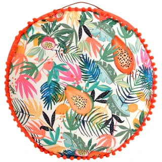 B&M Large Round Shower Resistant Cushion With Bobble Trim 59 X 10cm - Multicolour