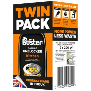 B&M Buster Twin Pack Kitchen Plughole Unblocker 2 X 200g